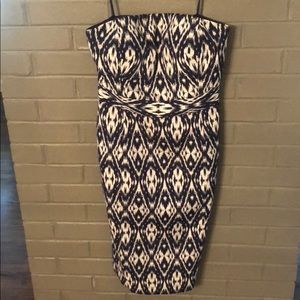 Banana Republic Navy/White Ikat Strapless Dress